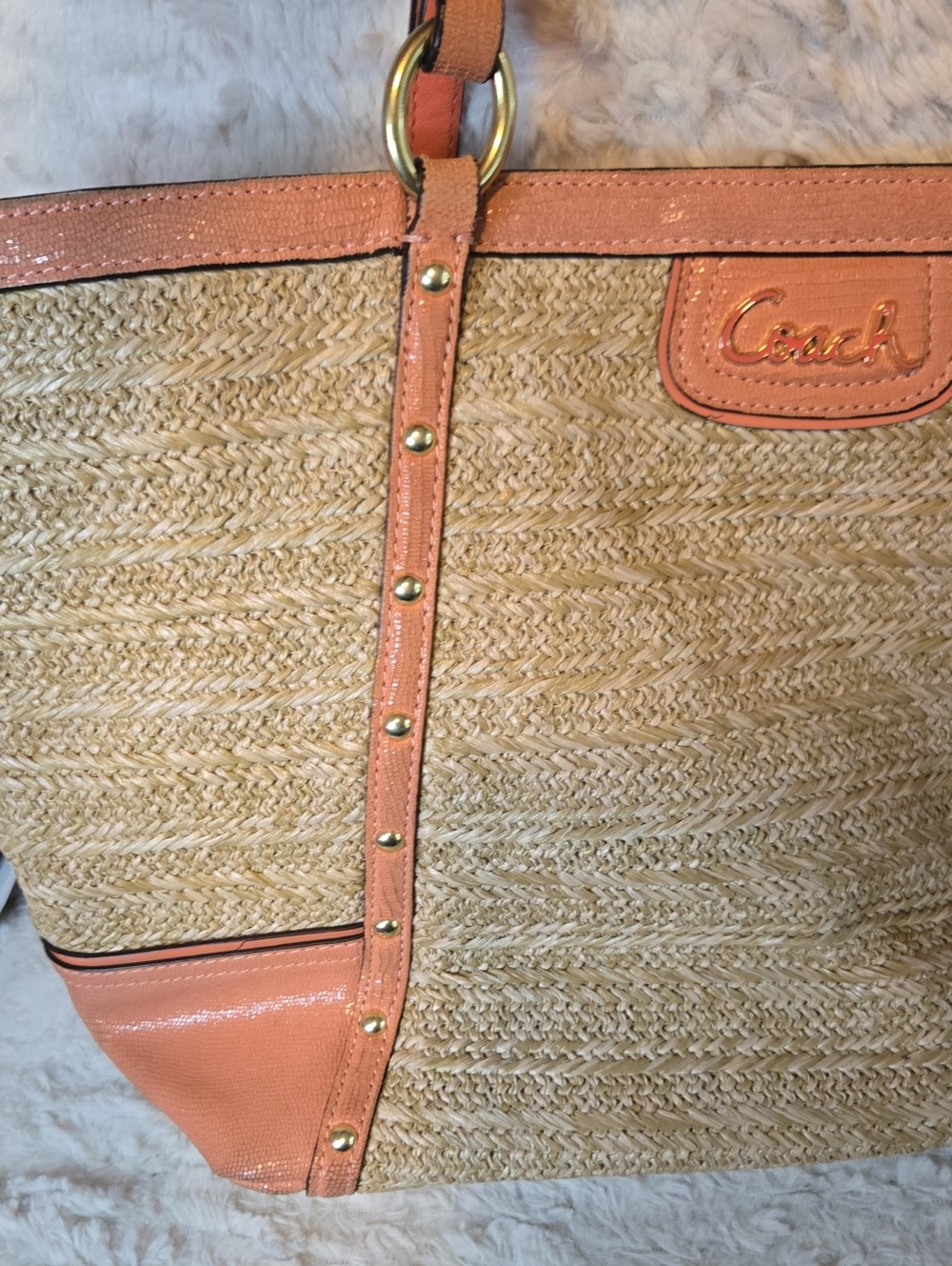 Coach Alexandra Woven Straw Tote Bag - Picture 10 of 10
